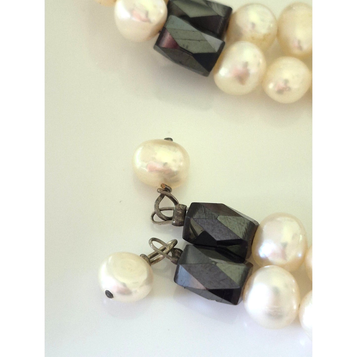 Vintage Freshwater Cultured Pearl and Magnetic Hematite Strand