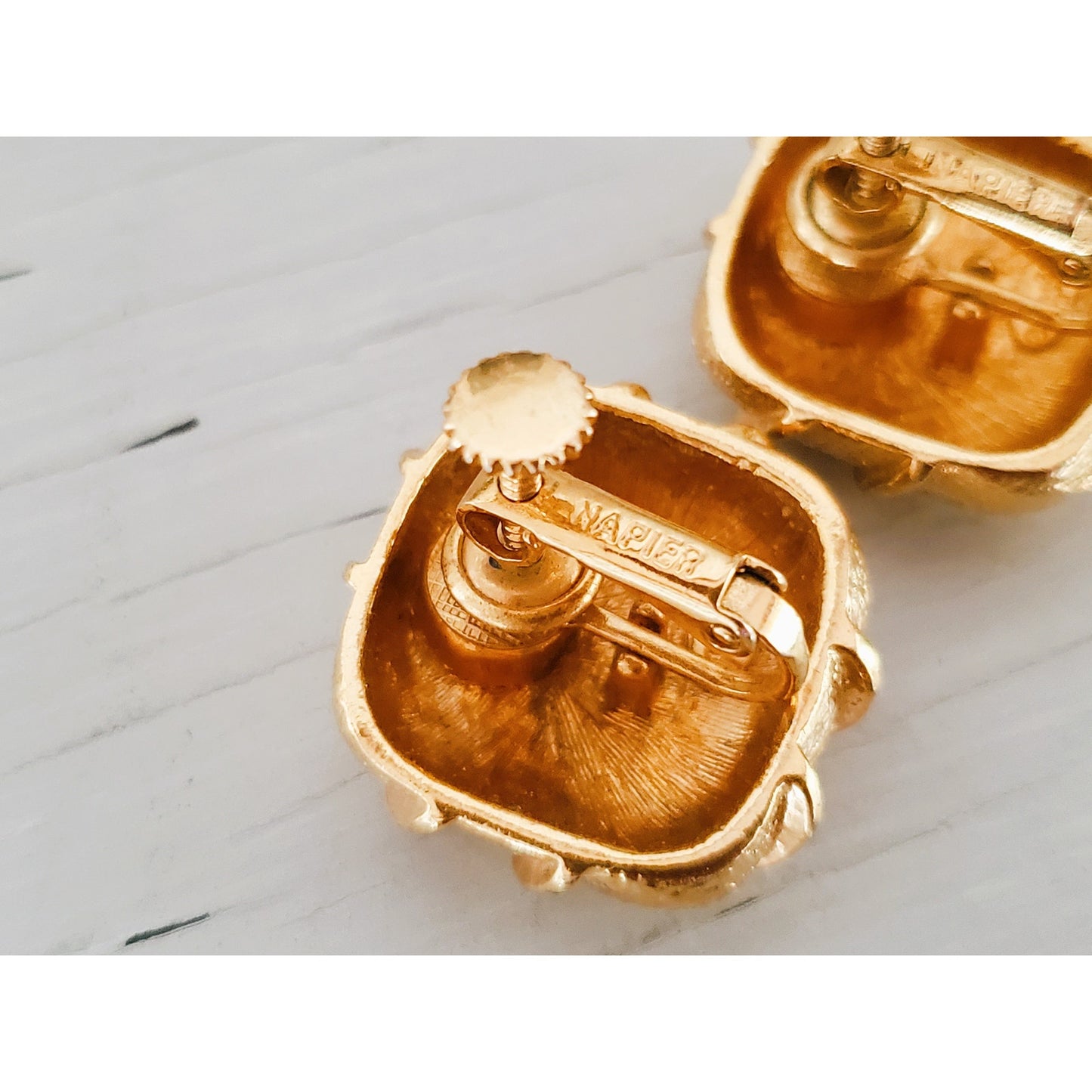 Vintage Lot of Gold Tone Napier Designer Clip On Earrings
