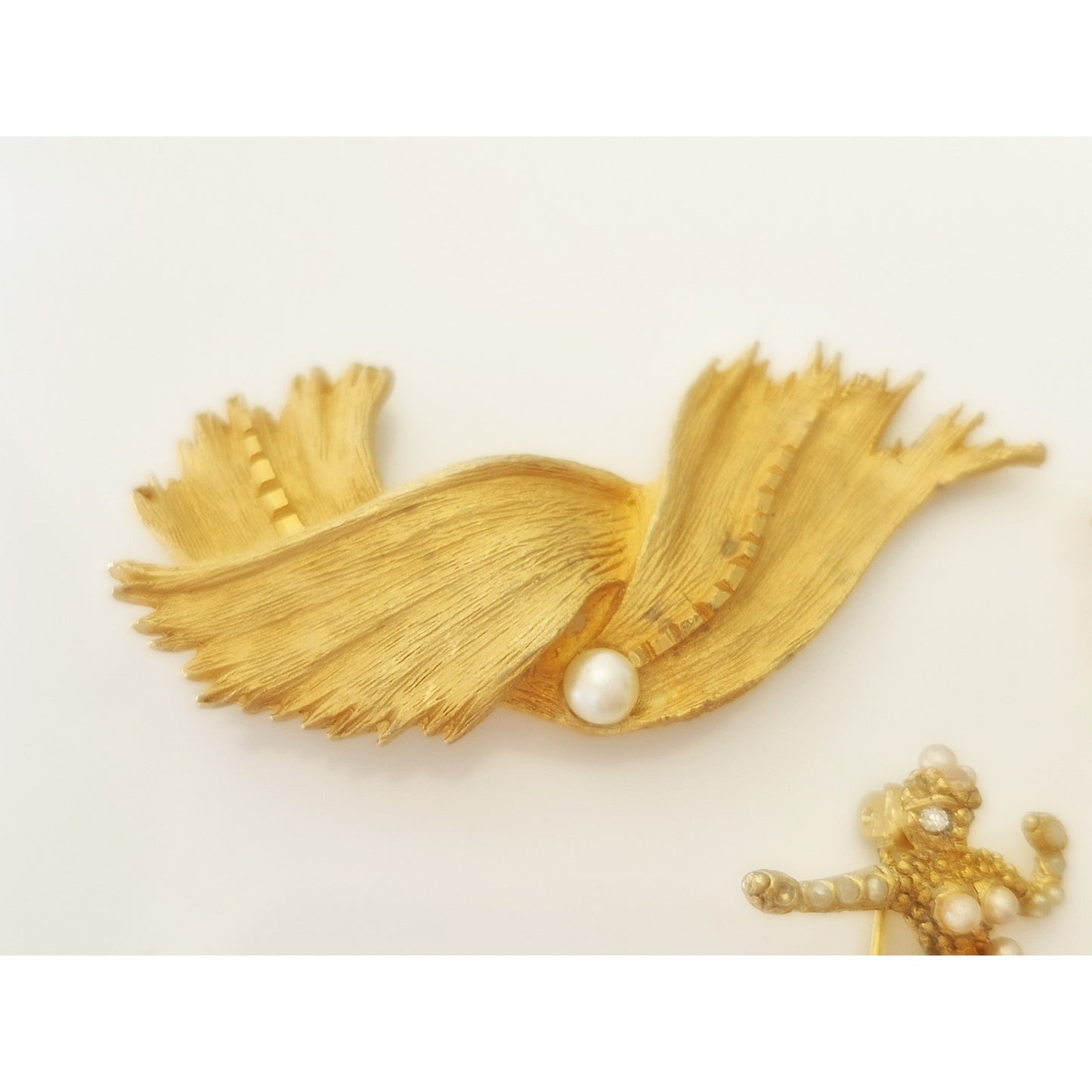 Vintage Gold-tone and Faux Pearl Brooch Lot of 3