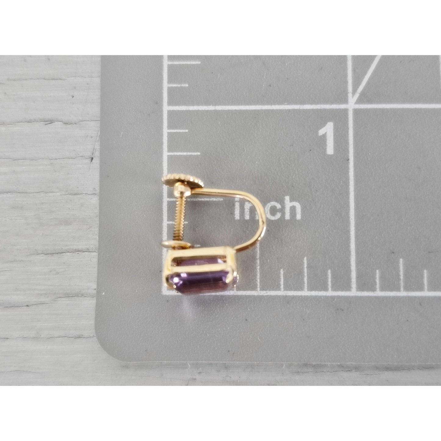 Vintage 14K Gold Amethyst Square Cut Screw On Earrings