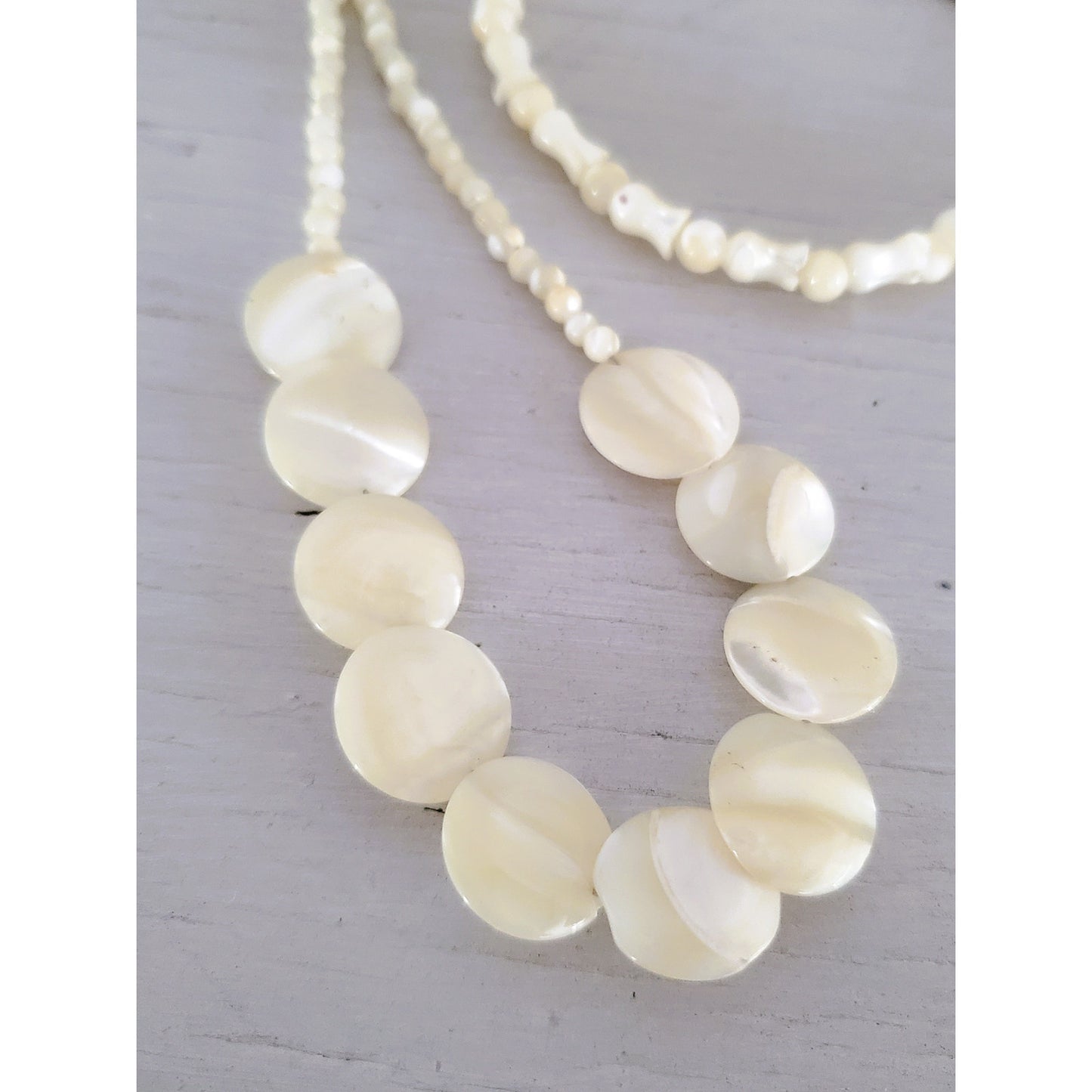 Vintage Mother of Pearl Necklace and Bracelet Set