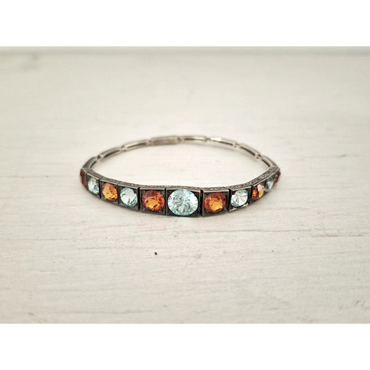 Vintage Topaz and Citrine Sterling Silver Child Size Bracelet
