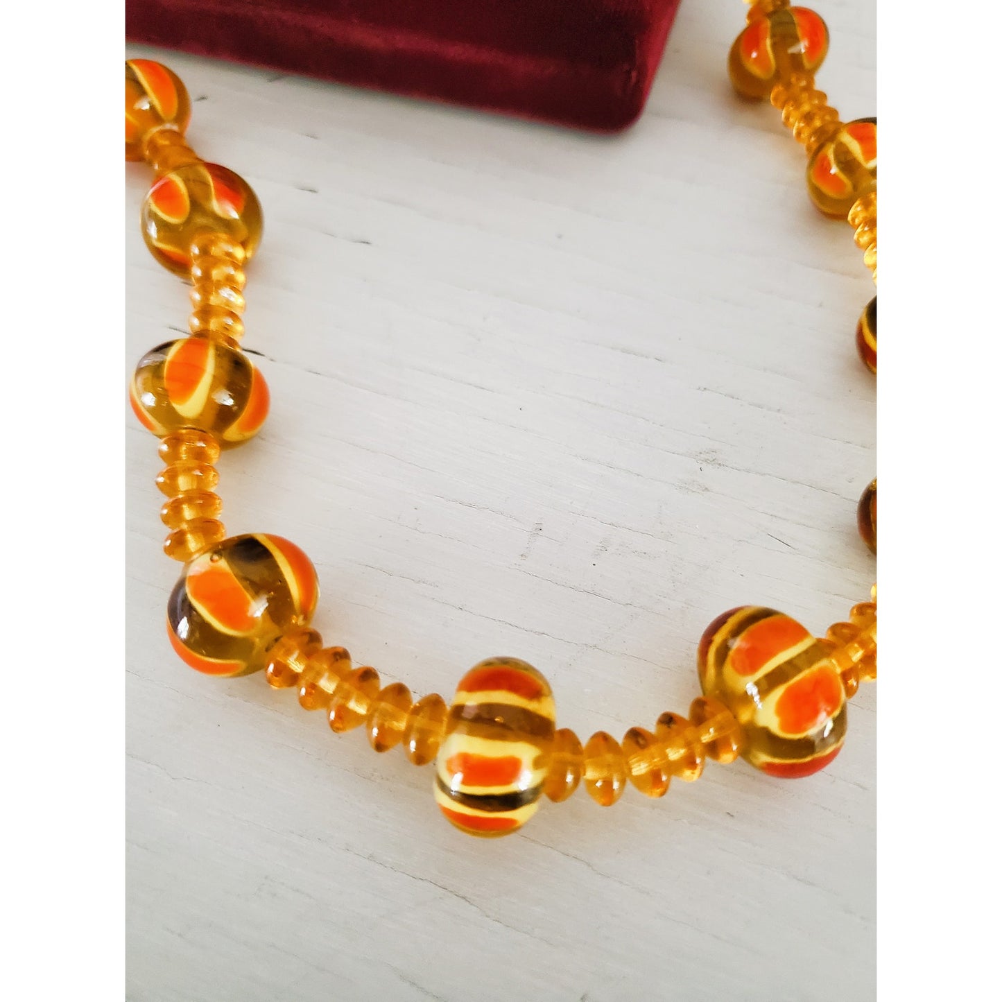 Vintage Amber Beaded Choker Necklace