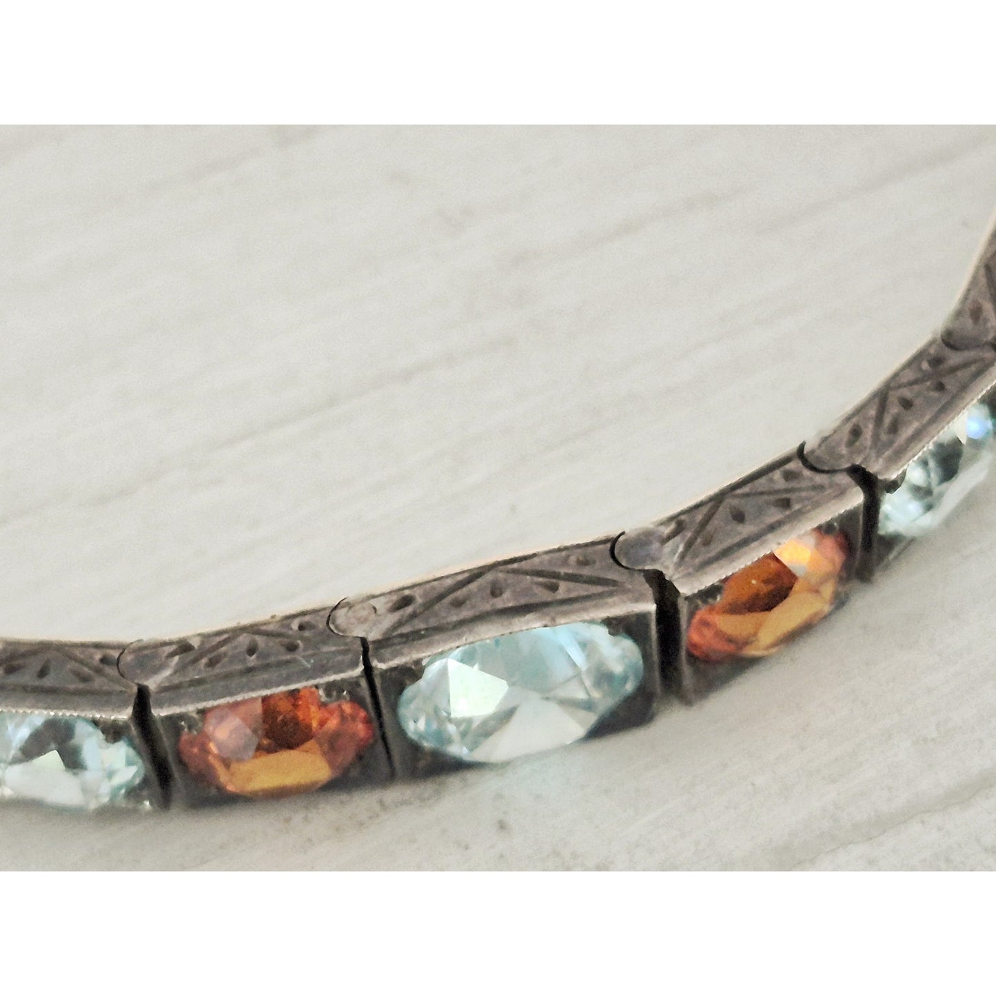 Vintage Topaz and Citrine Sterling Silver Child Size Bracelet