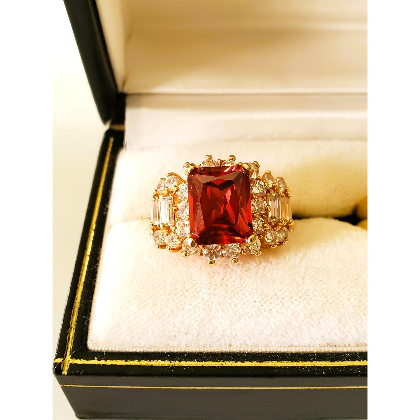 Vintage Orange and Amber Gold Plated Ring Lot