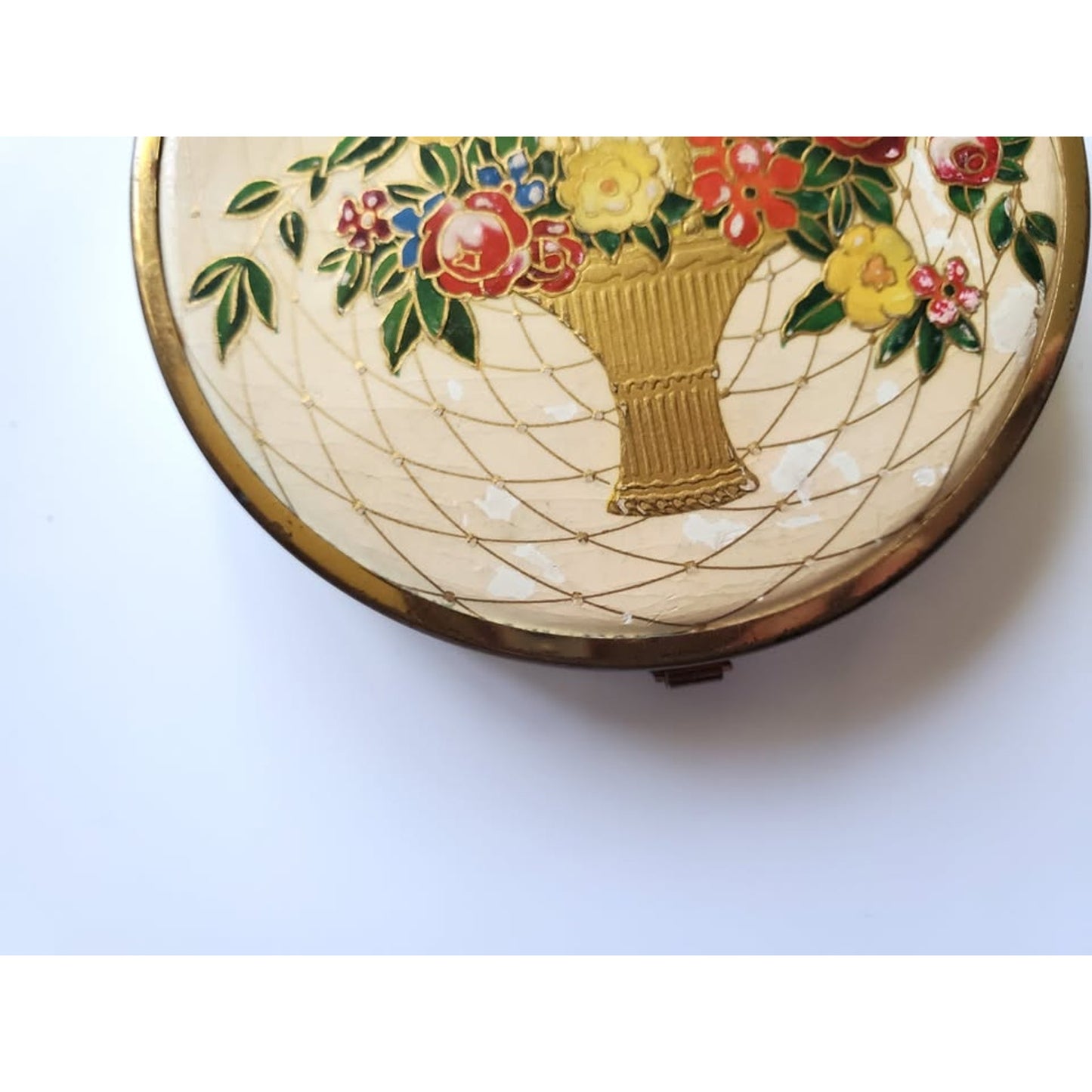 Vintage Houbigant Floral Basket Compact