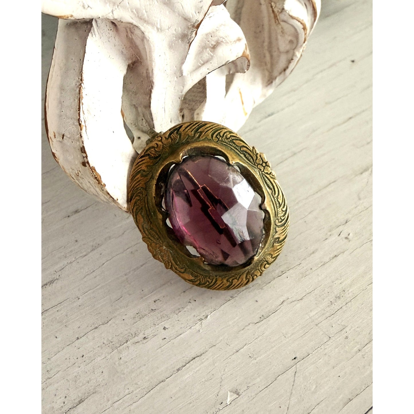 Antique Victorian Amethyst Glass Pin Brooch