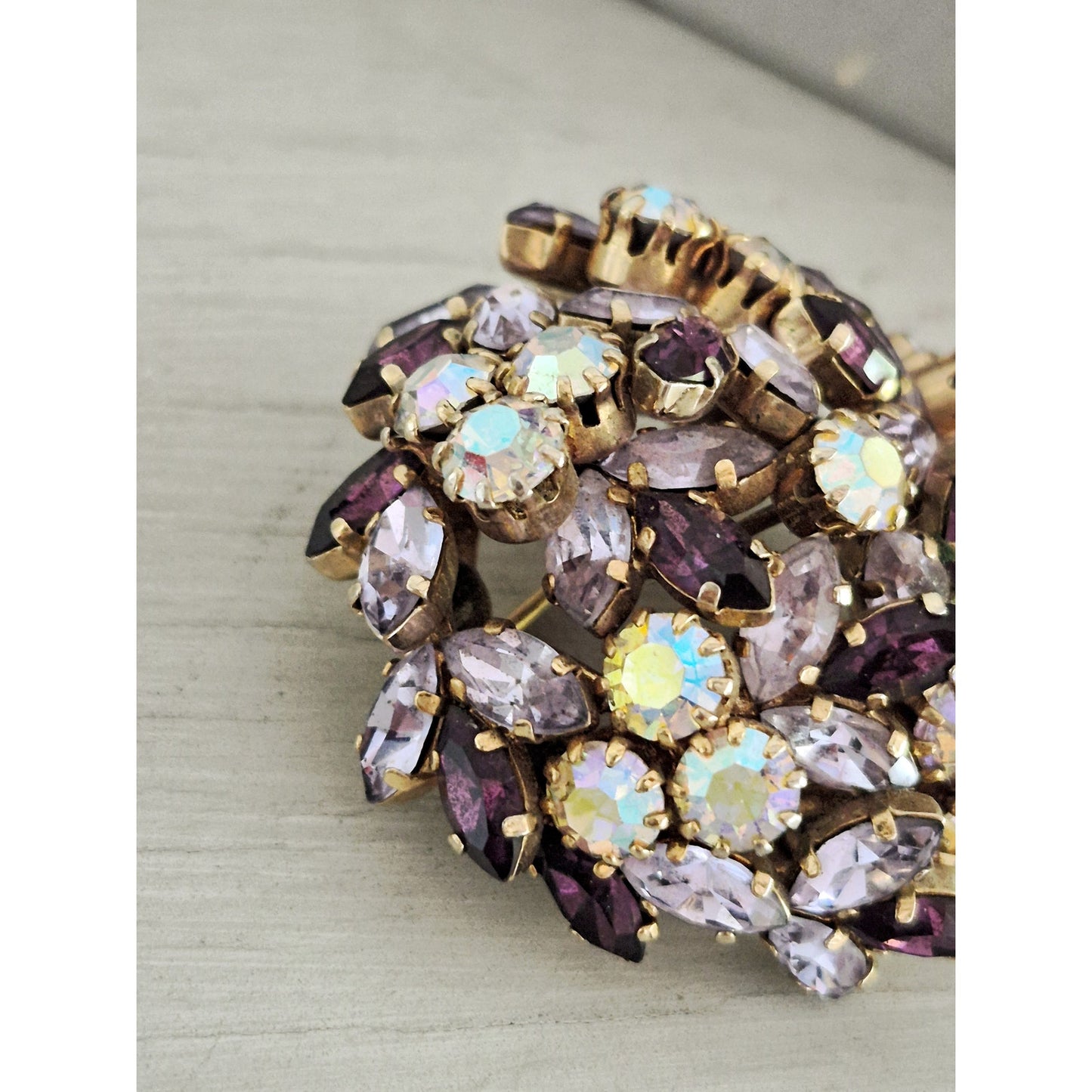 Vintage MCM Schoffel & Co., Austria Signed Purple Dome Brooch