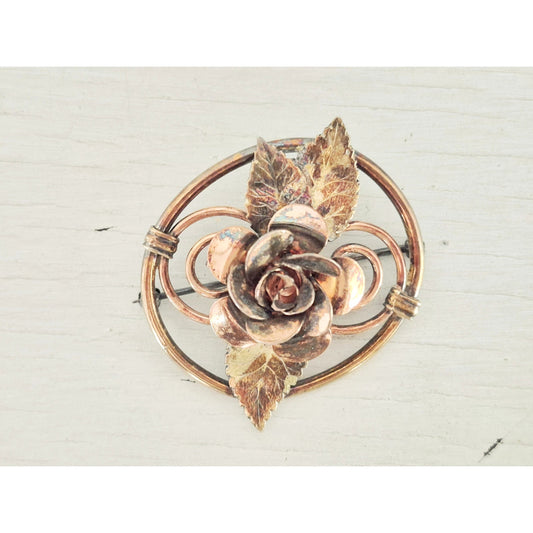 Vintage Rose Dome Gold-fill Brooch