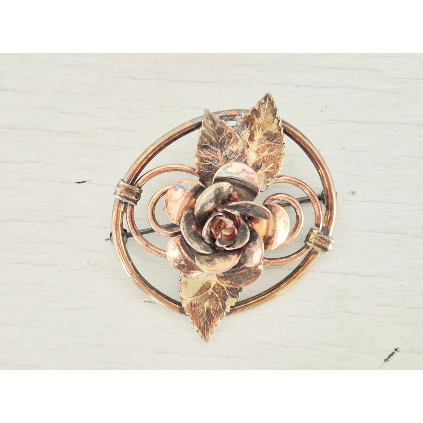 Vintage Rose Dome Gold-fill Brooch