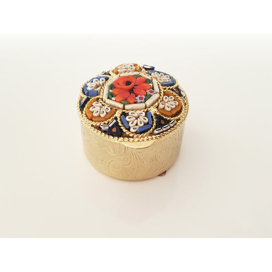 Vintage 1940s Micro Mosaic Italian Tile Pill Box