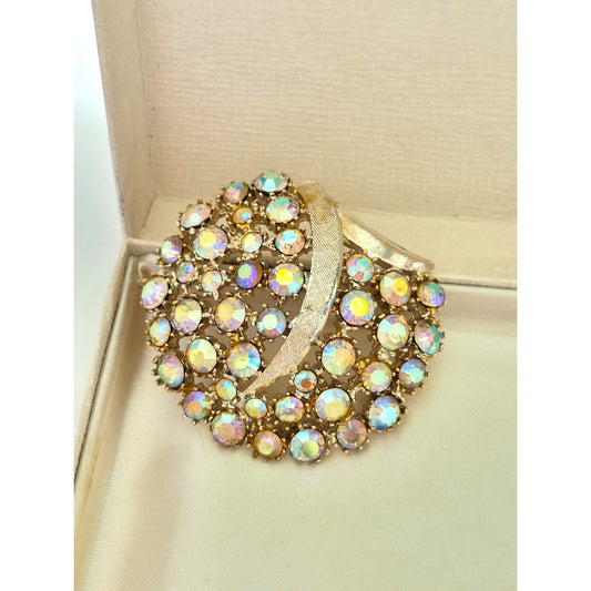 Vintage Rhinestone MCM Signed ART AB Rhinestone Brooch