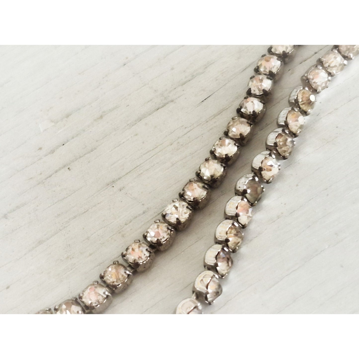 Vintage Art Deco Sterling Silver Crystal Rhinestone Choker Necklace