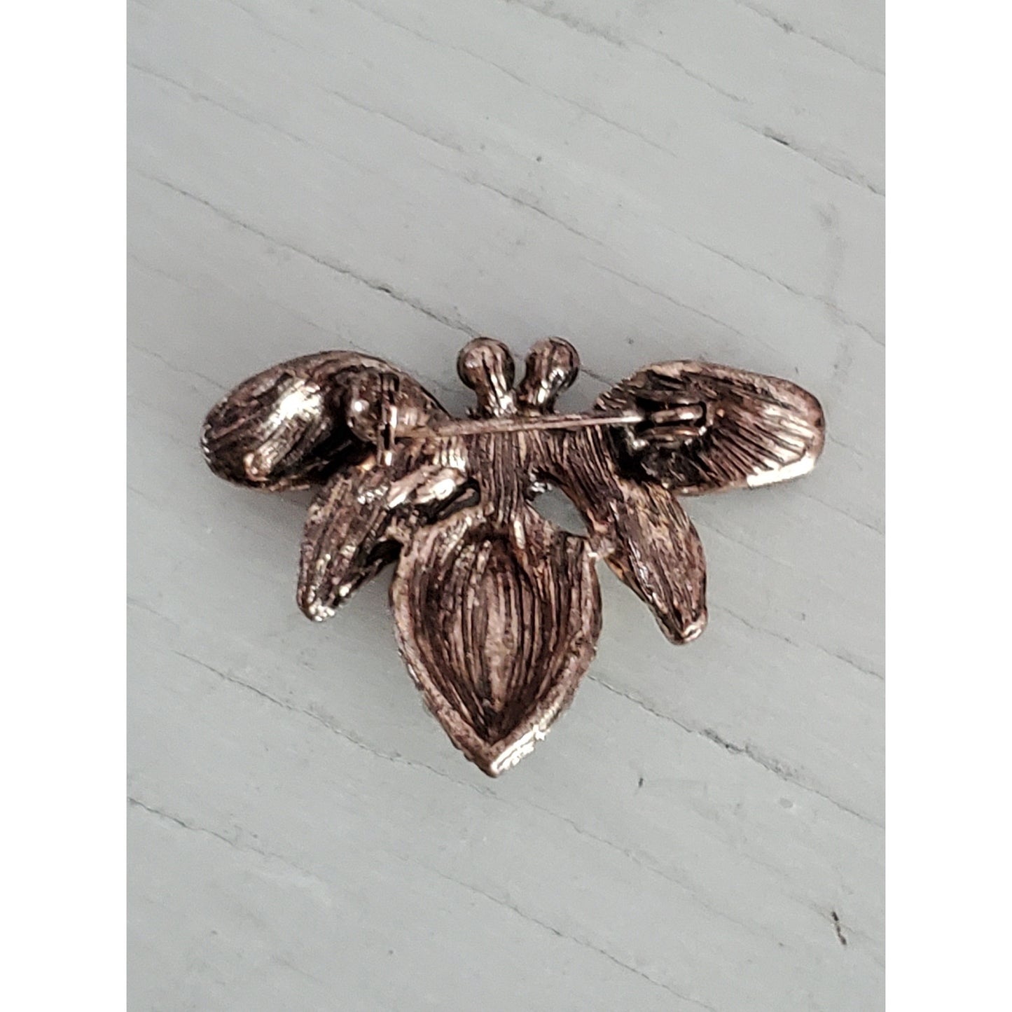 Vintage Mint Green and Clear Rhinestone Bee Bug Brooch
