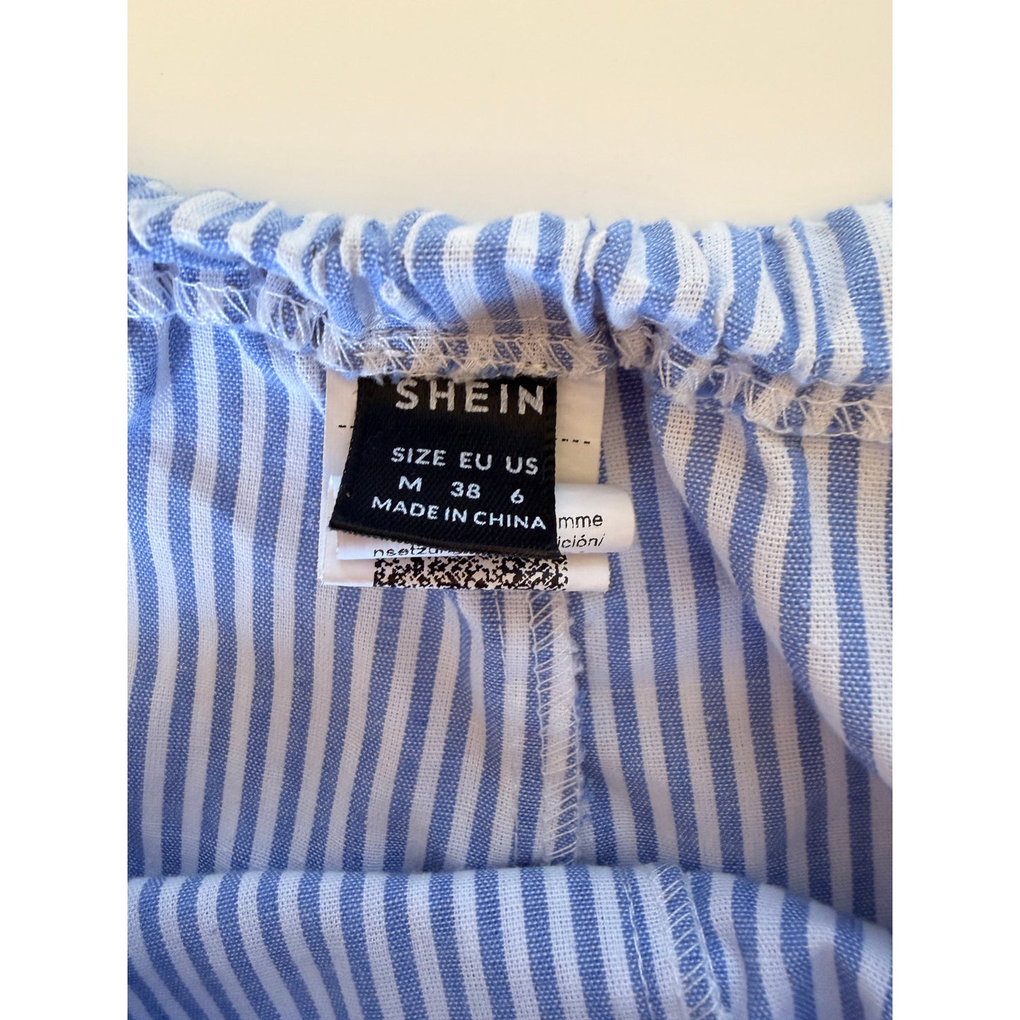 Blue and White Striped Shorts