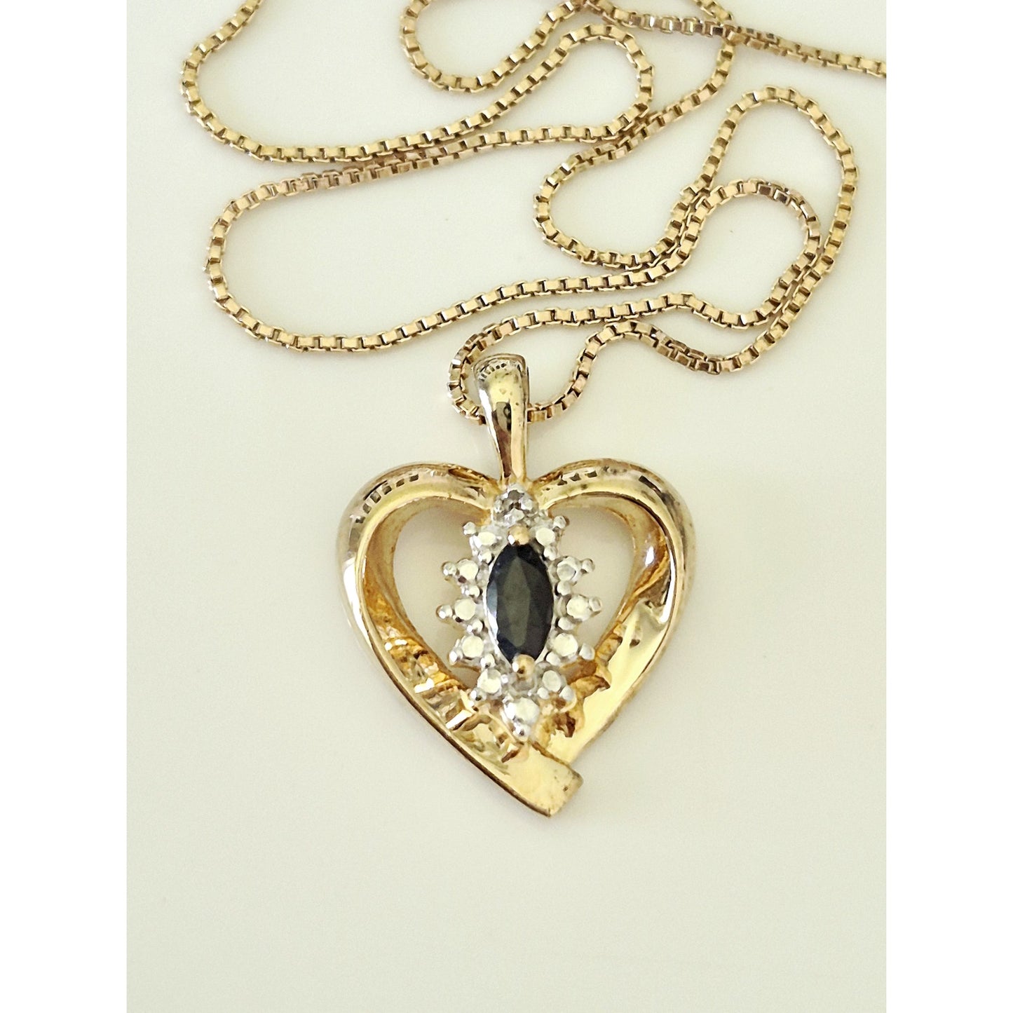Vintage Ross-Simons Gold Vermeil Sterling Silver Sapphire Heart Pendant Necklace
