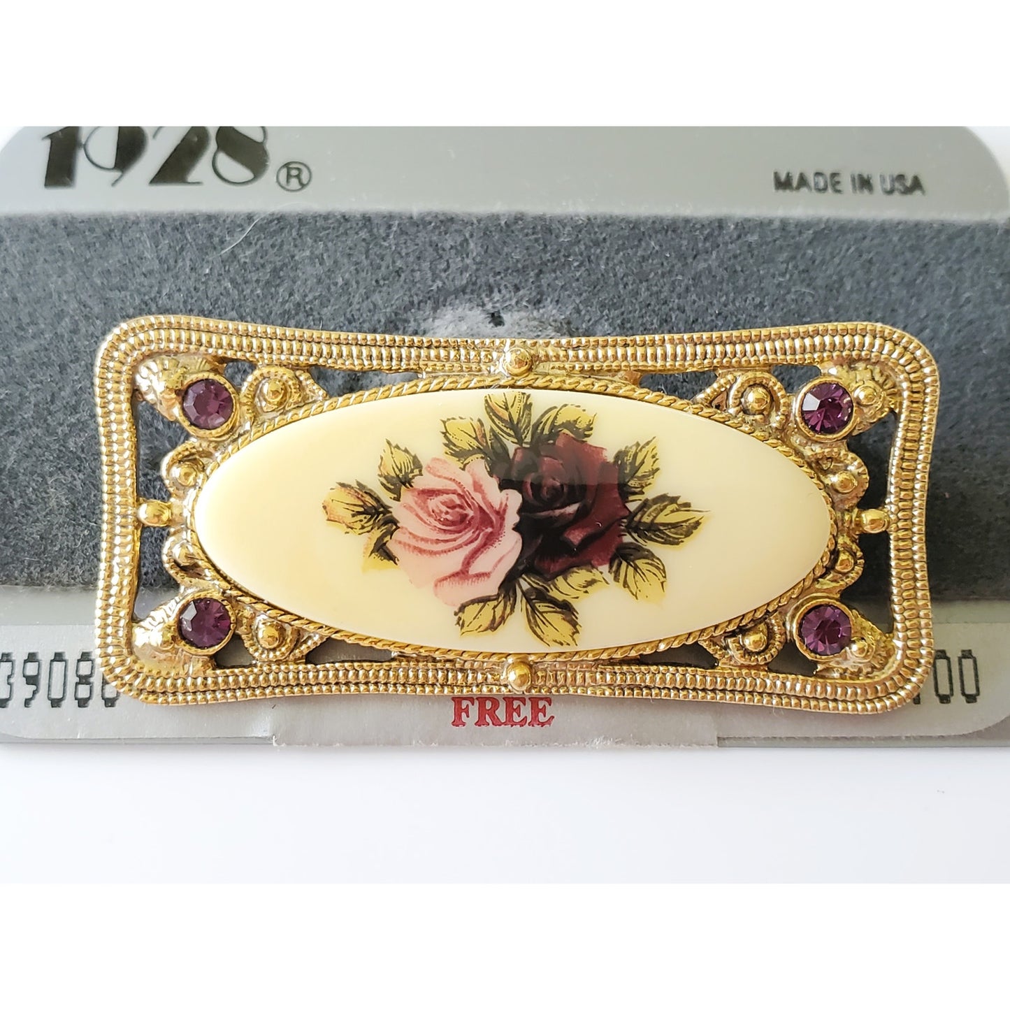 Vintage 1928 Designer Glass Mogul Floral Brooch