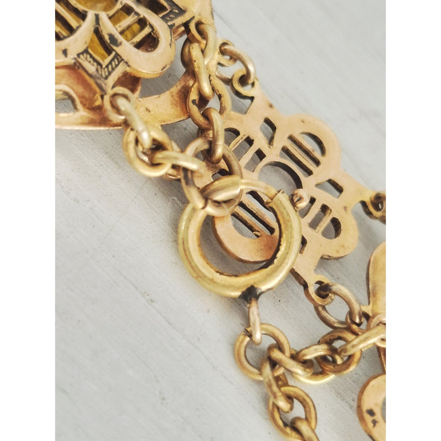 Vintage Citrine Filigree Gold-tone Bracelet