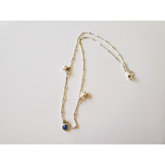 Vintage Sterling Silver Blue Heart Necklace