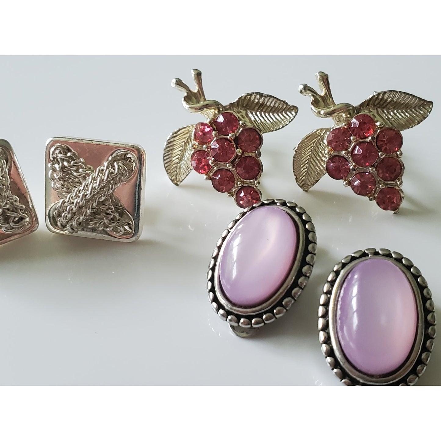 Vintage Lot of 4 Clip On Costume Jewelry Earrings