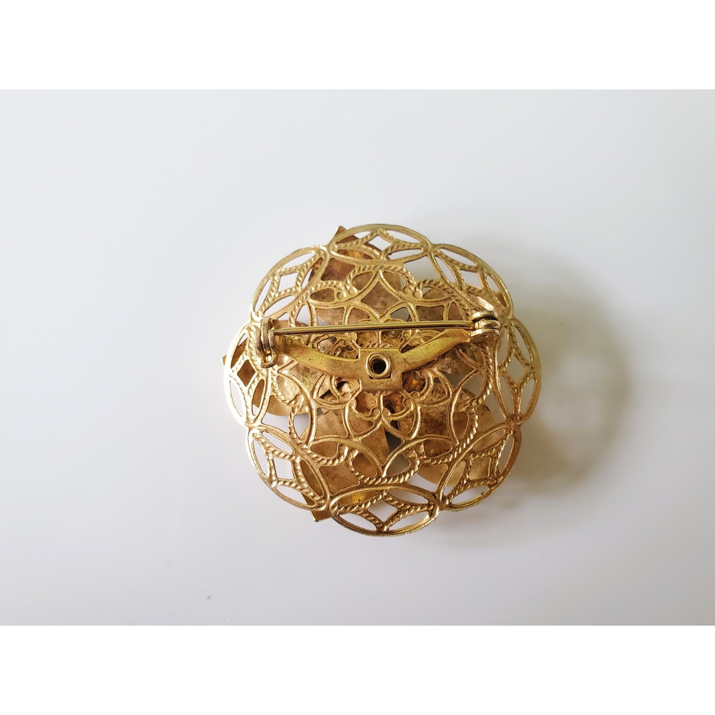 Vintage 3 Piece Lot of Floral Gold Tone Brooches