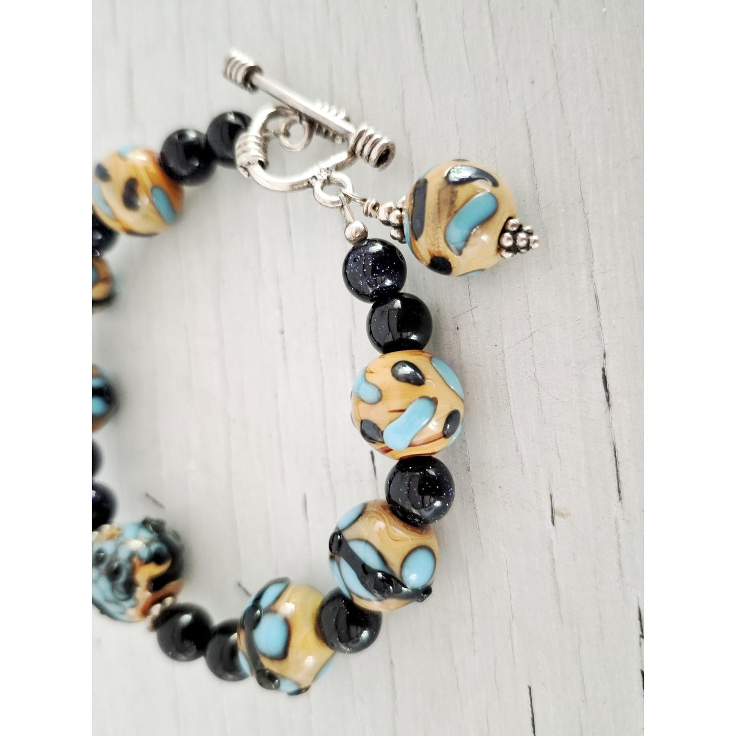Vintage Lamp Work Glass Bead Bracelet