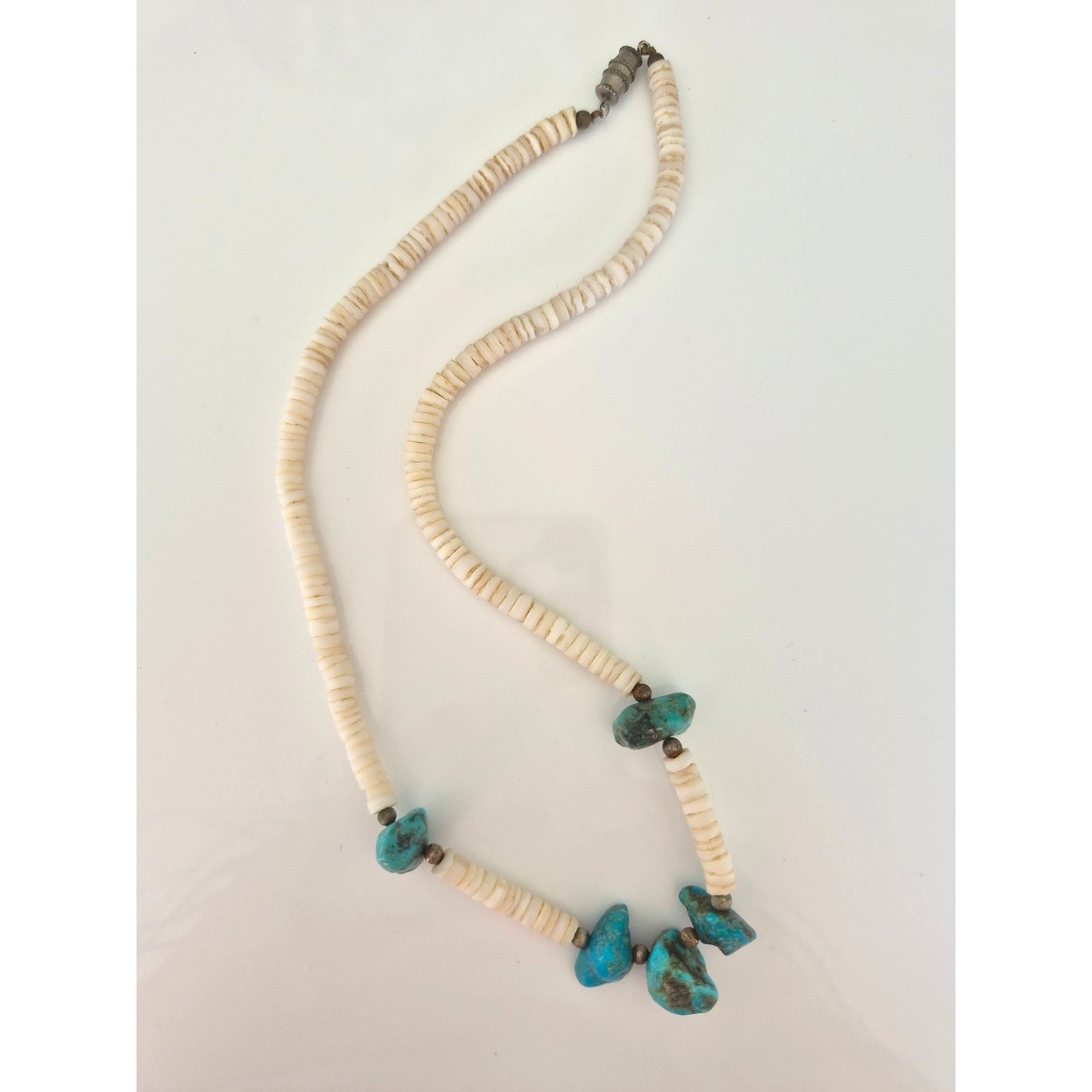 Vintage Navajo Turquoise Nugget and Shell Heishi Necklace