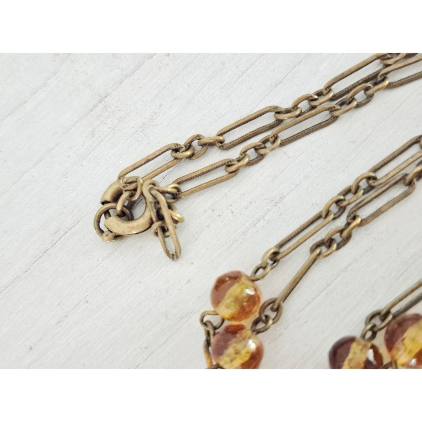 Vintage Art Deco Czech Amber Crystal Necklace