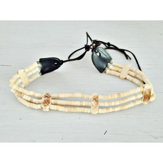 Vintage Native American Buffalo Bone Hairpipe Tribal Choker