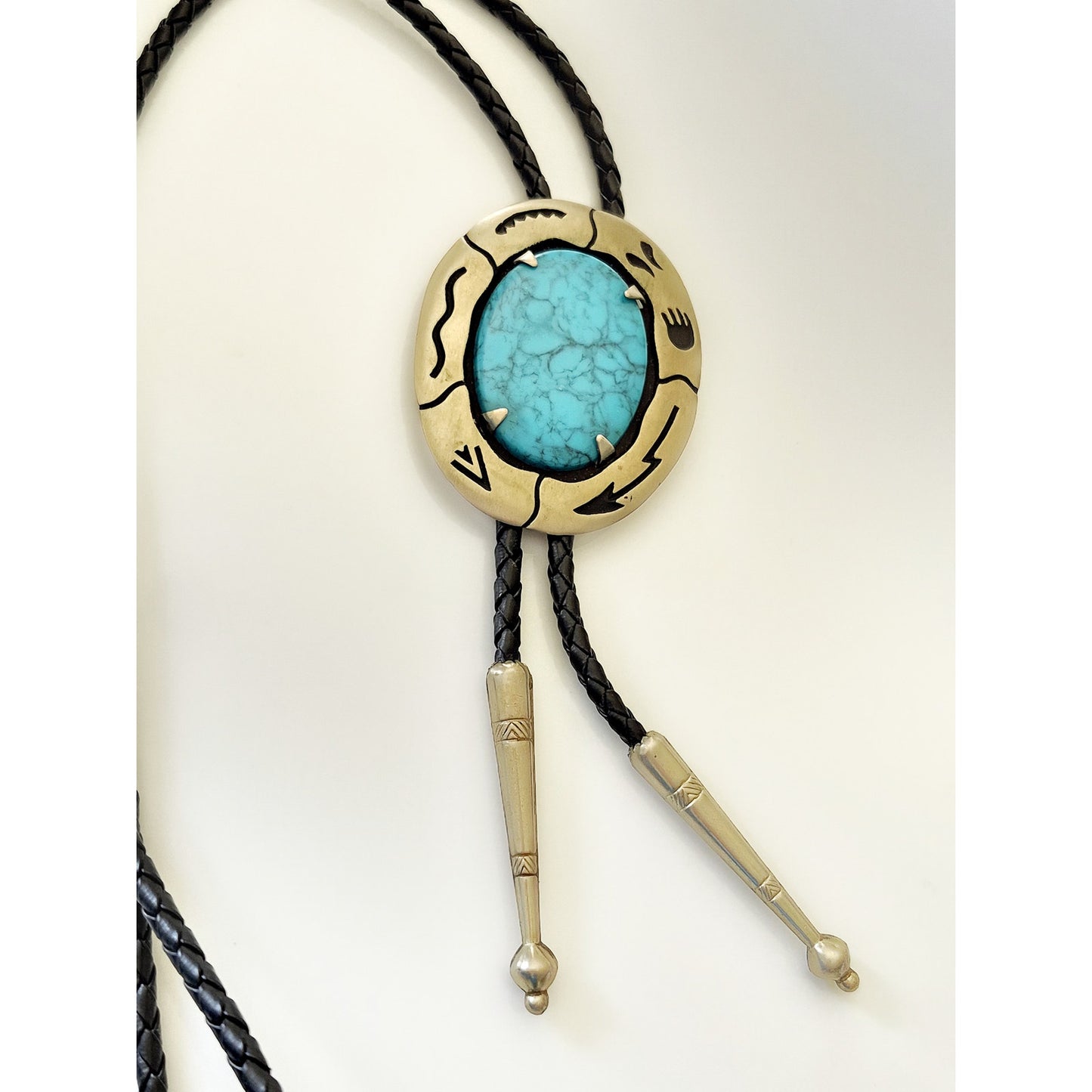 Vintage Southwest Bell Trading Post Faux Turquoise Bolo Tie