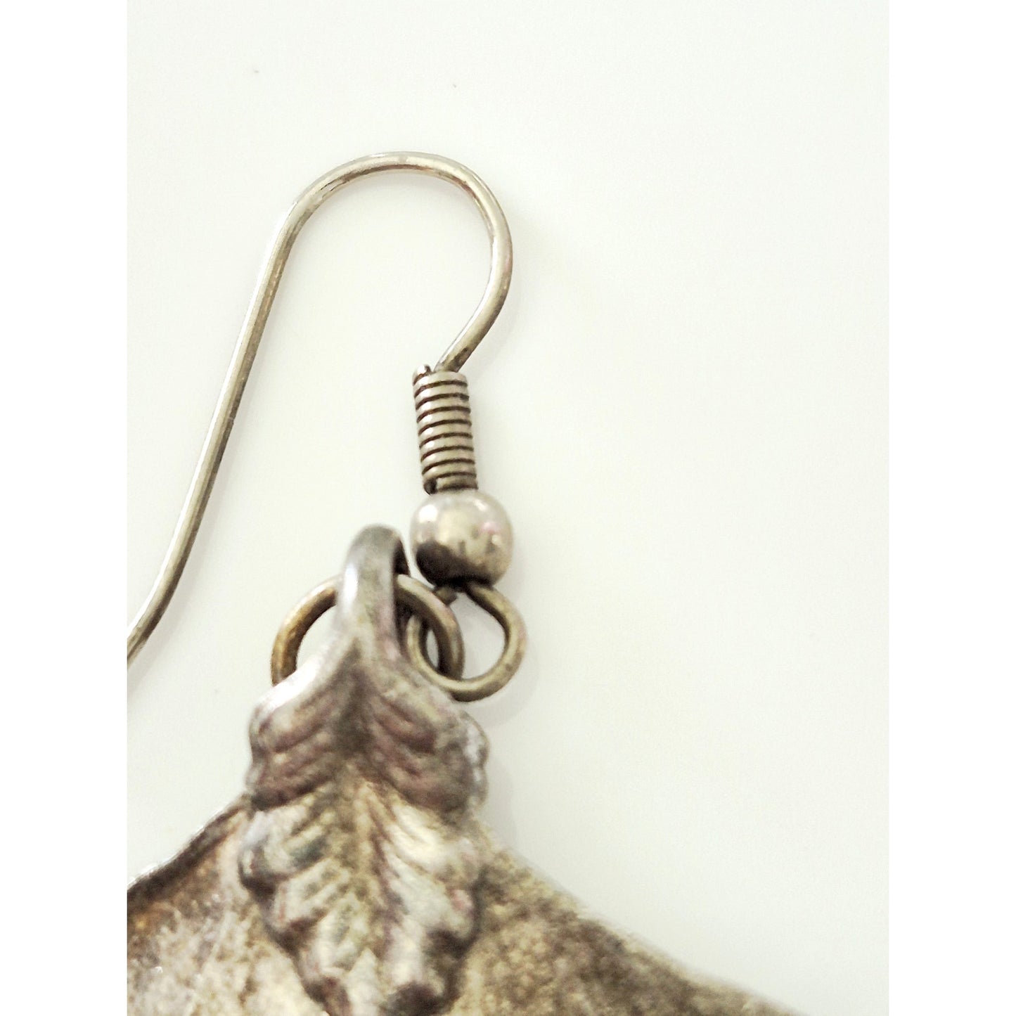 Vintage Sterling Silver Ginkgo Leaf Drop Earrings