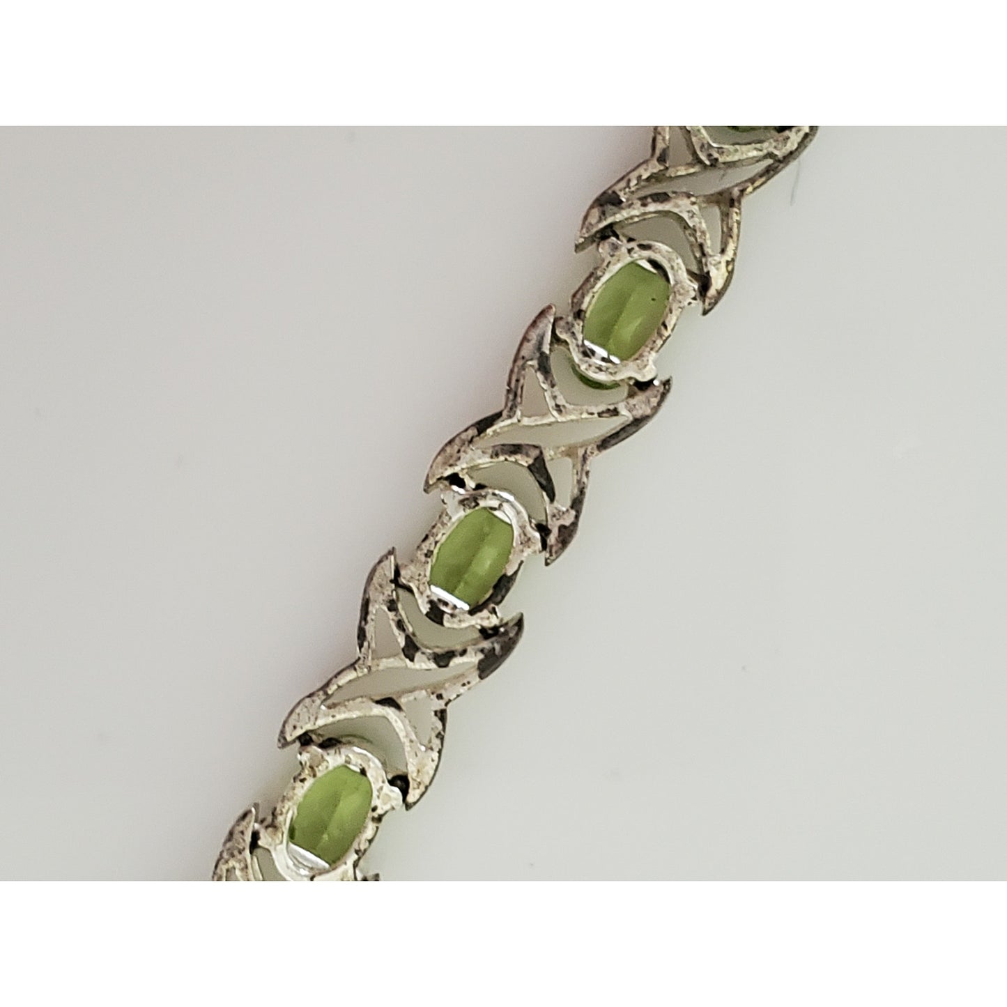 Vintage Sterling Silver Green Peridot Tennis Bracelet