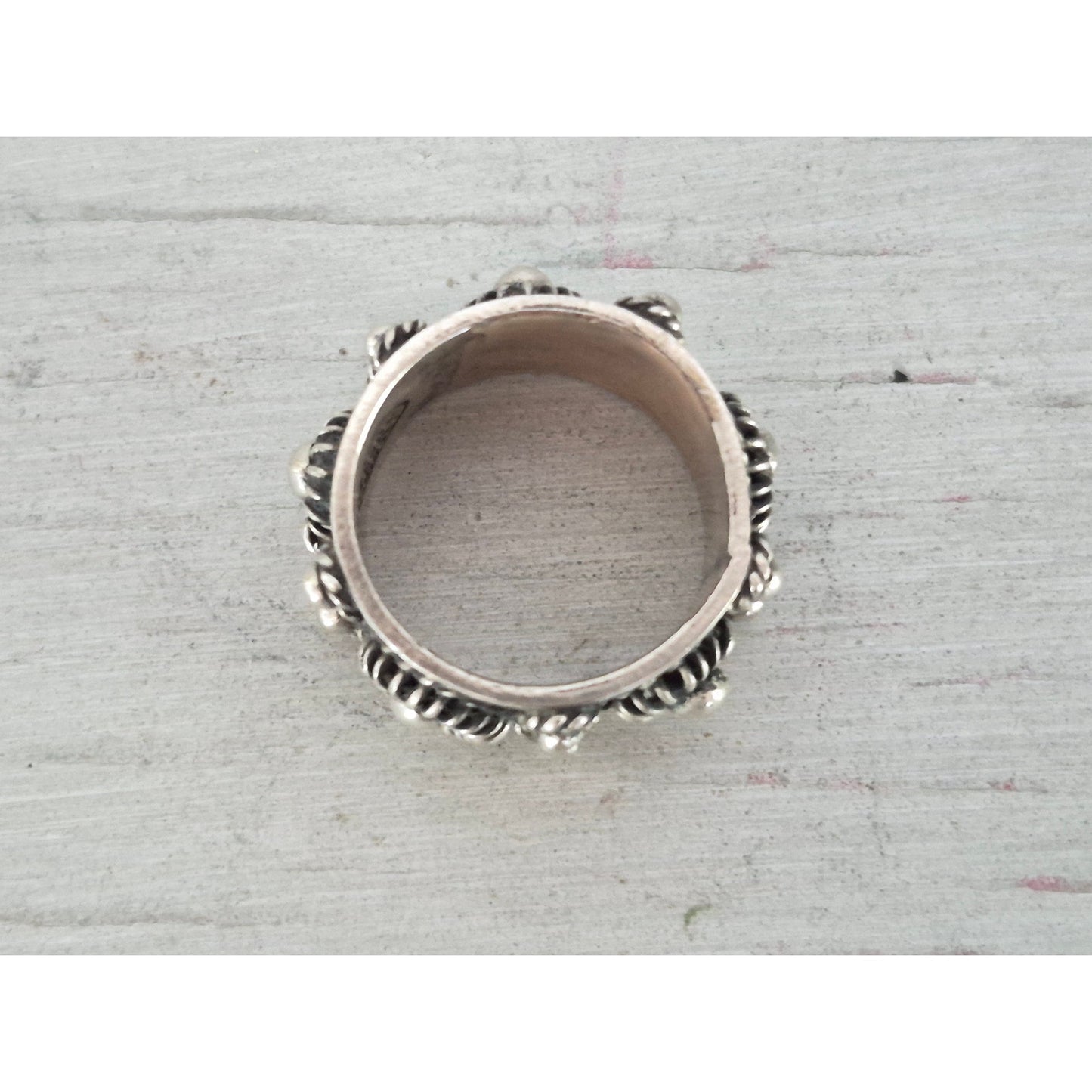 Vintage Sterling Silver Etruscan Style Wide Band Ring