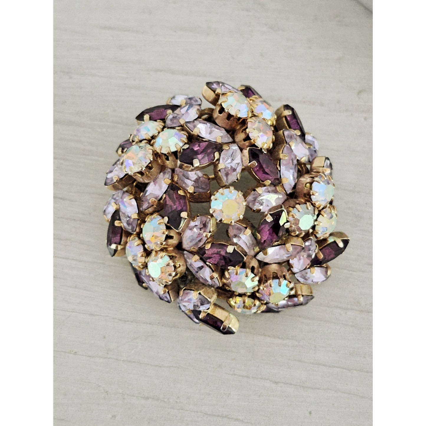 Vintage MCM Schoffel & Co., Austria Signed Purple Dome Brooch