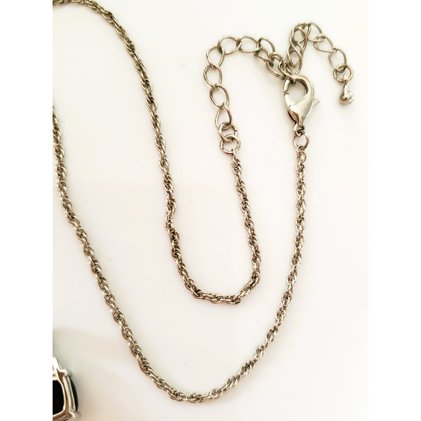 Vintage Blackstone and Silvertone Necklace and Earring Set