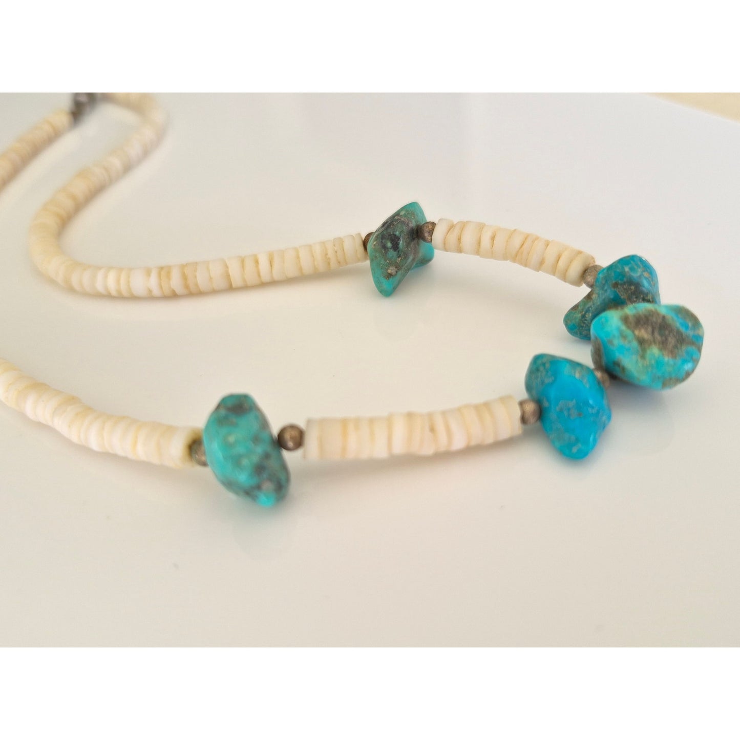 Vintage Navajo Turquoise Nugget and Shell Heishi Necklace