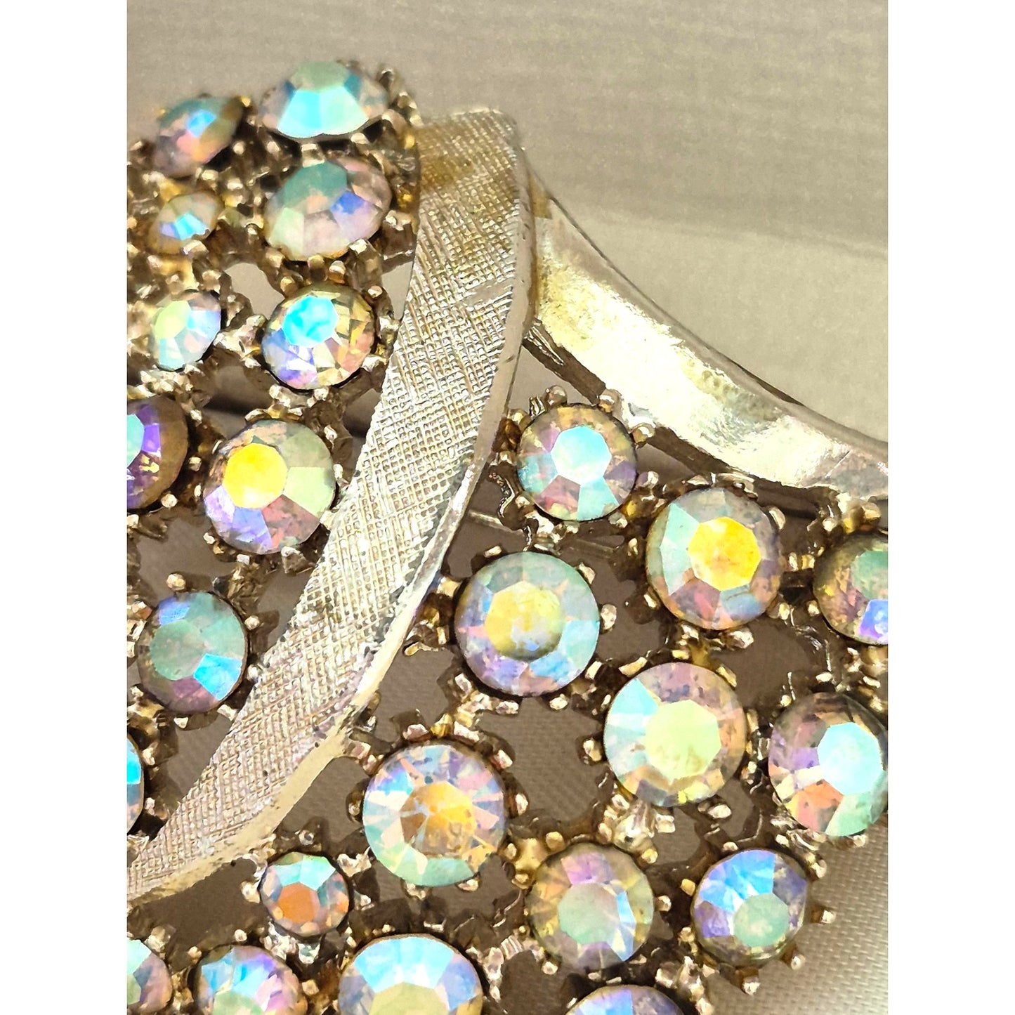 Vintage Rhinestone MCM Signed ART AB Rhinestone Brooch