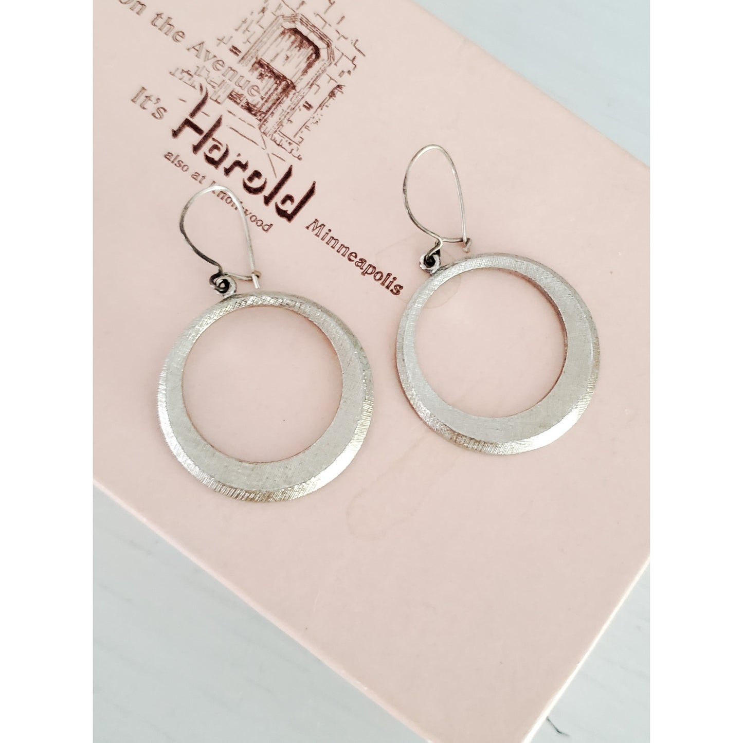 Vintage Kim Silver-tone Brushed Hoop Earrings