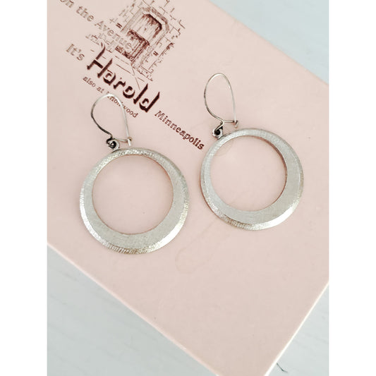 Vintage Kim Silver-tone Brushed Hoop Earrings