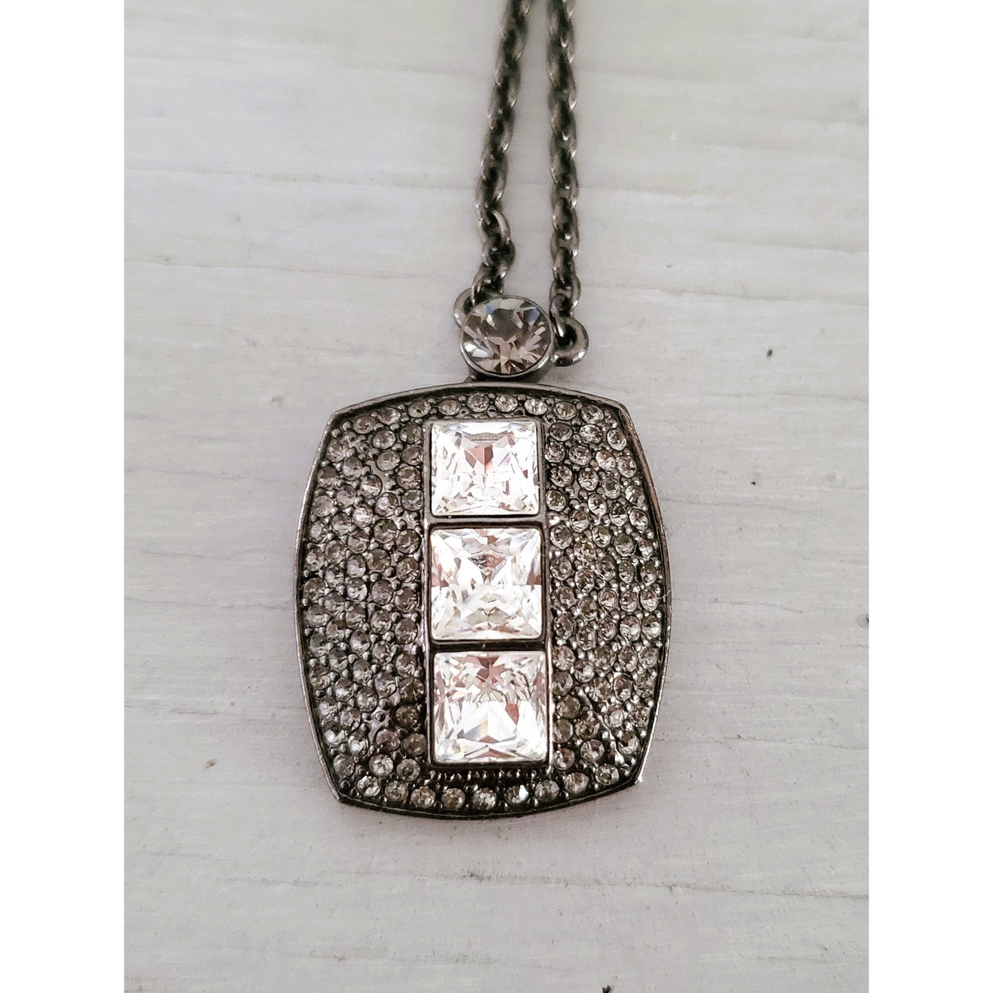 Givenchy Gunmetal Pave Crystal Necklace