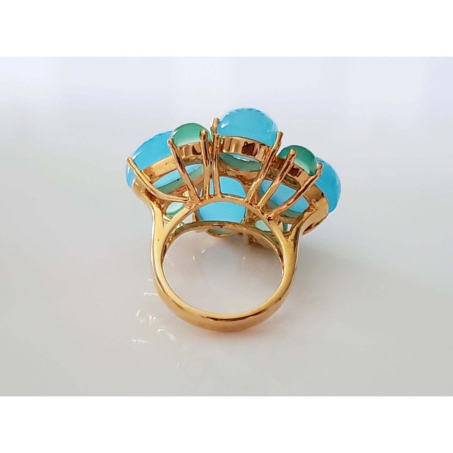 Vintage Pastel Green and Blue Glass Stone Cocktail Ring