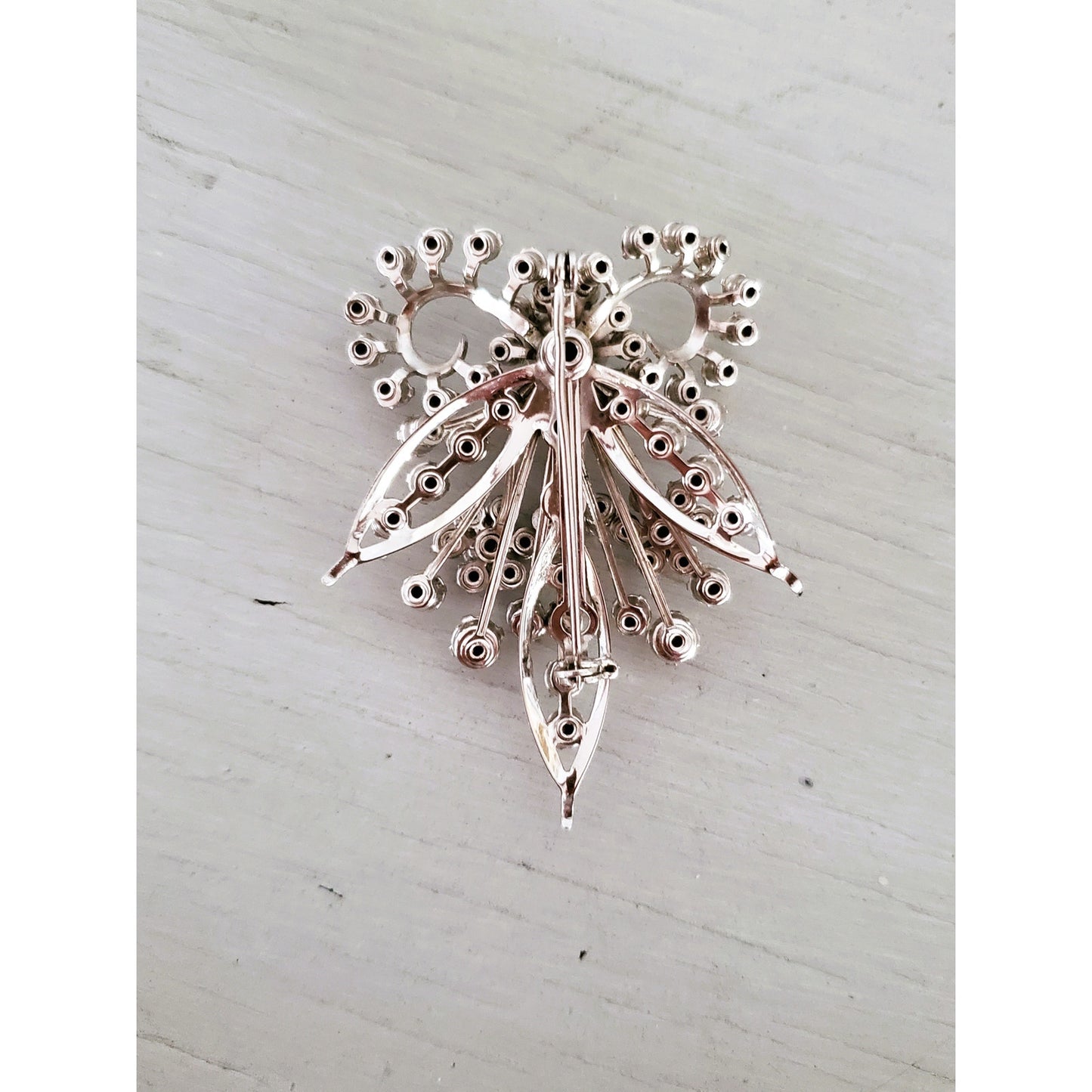 Vintage Clear Rhinestone Bow Brooch