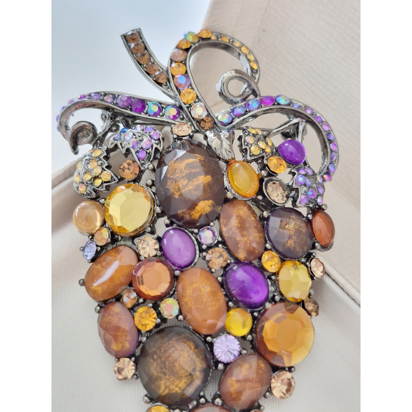 Large Grape Multi-color Rhinestone Brooch