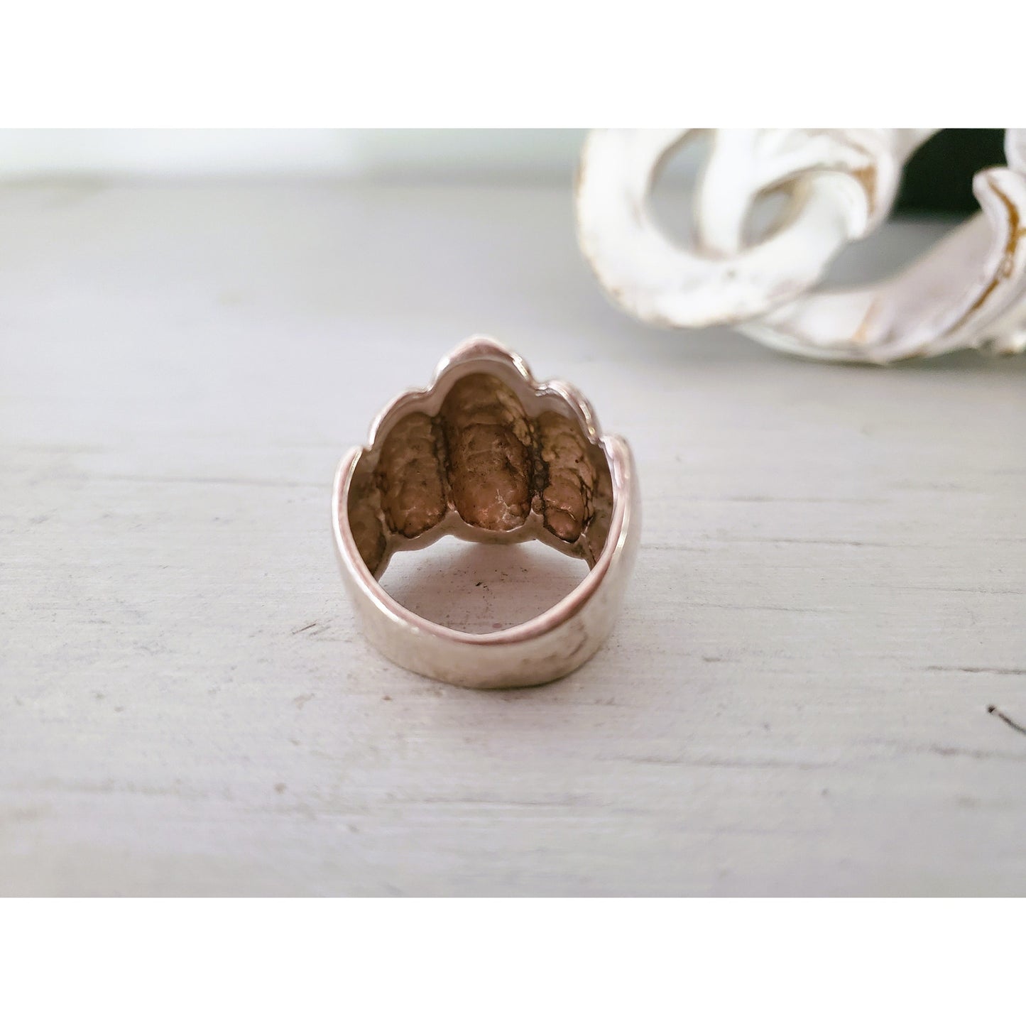 Vintage 1970s Sterling Silver Chunky Ribbed Dome Ring