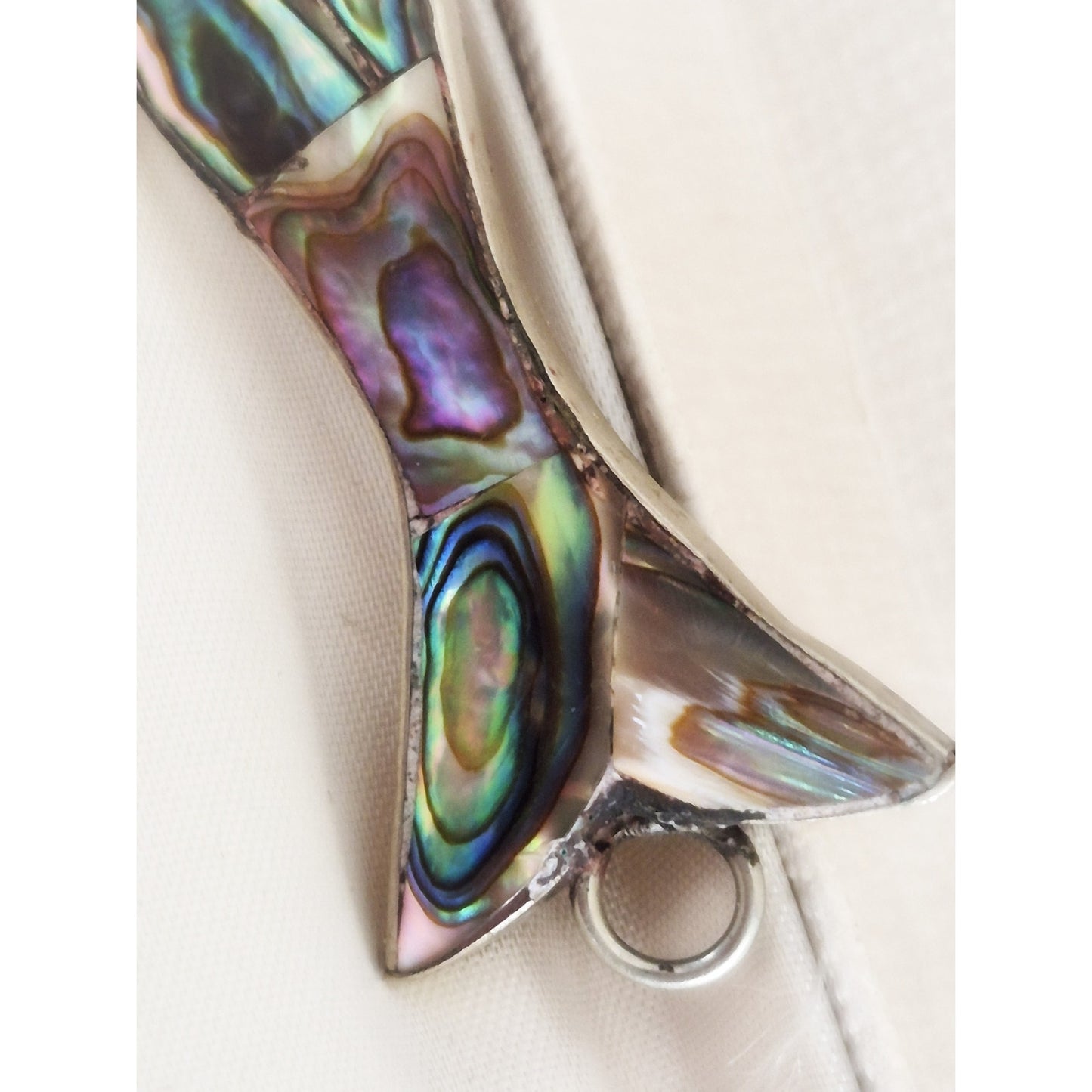 Vintage Silver Mexican Abalone Alpaca Bottle Opener Pendant