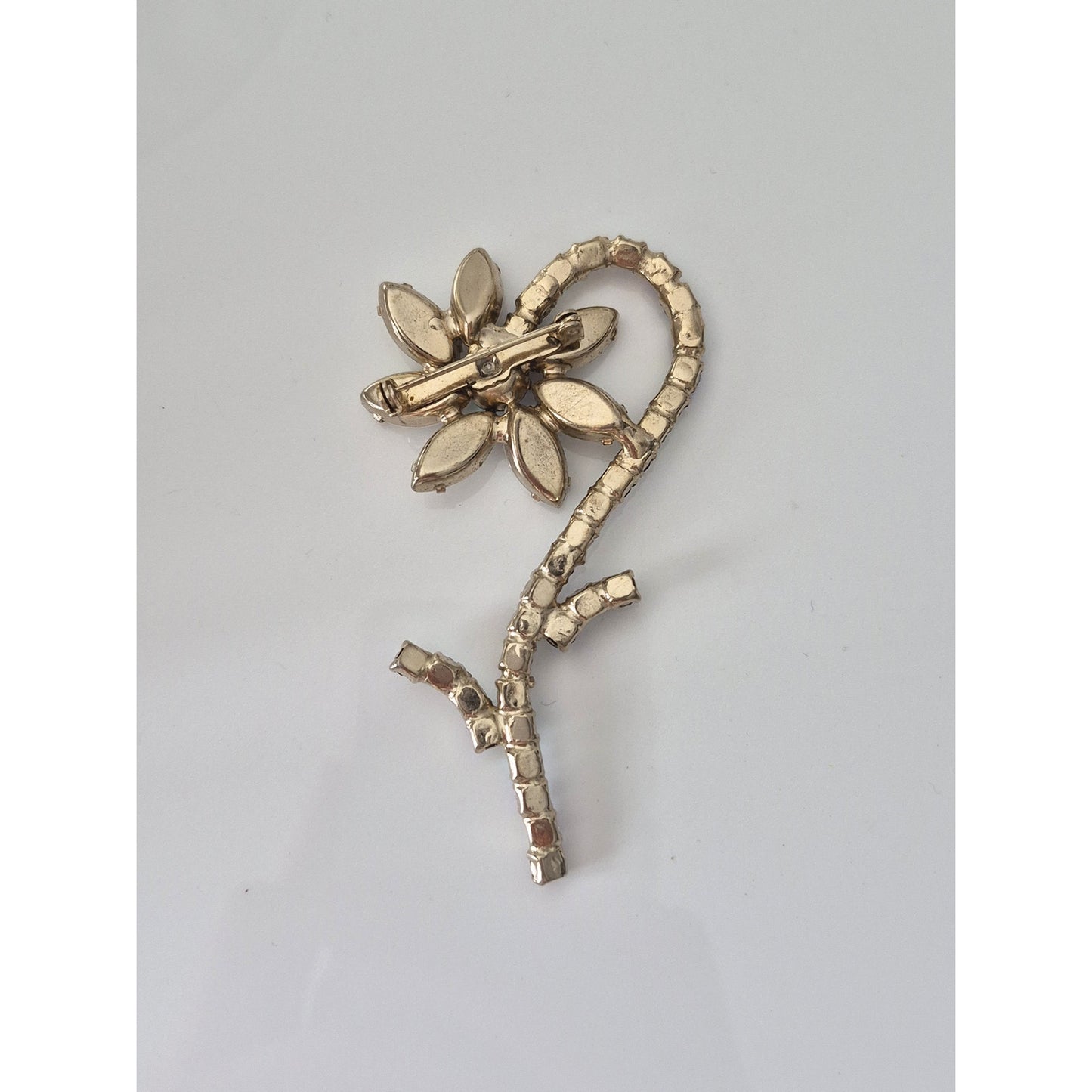 Vintage D & E Juliana Flower Milk Glass and AB Stone Brooch
