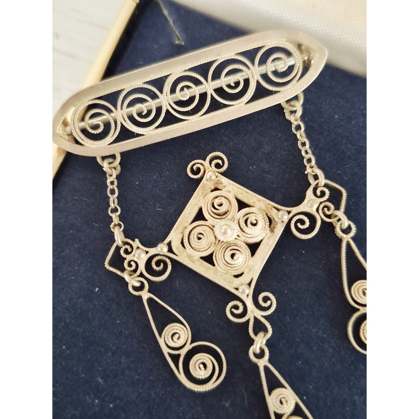 Vintage Antique Silver Scandinavian Solje C-Clasp Pin Brooch