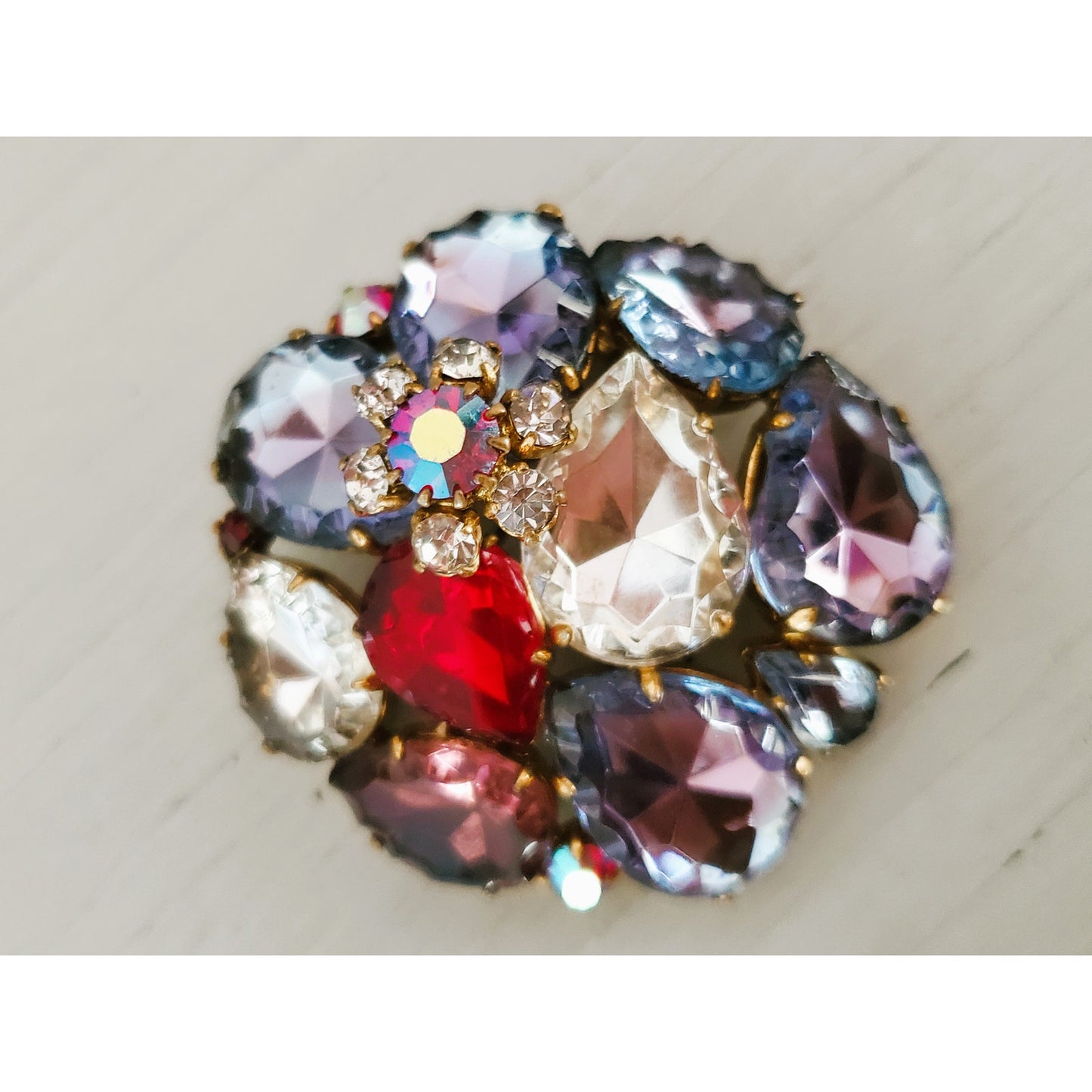 Vintage Antique Rare Germany Glass Rhinestone Brooch