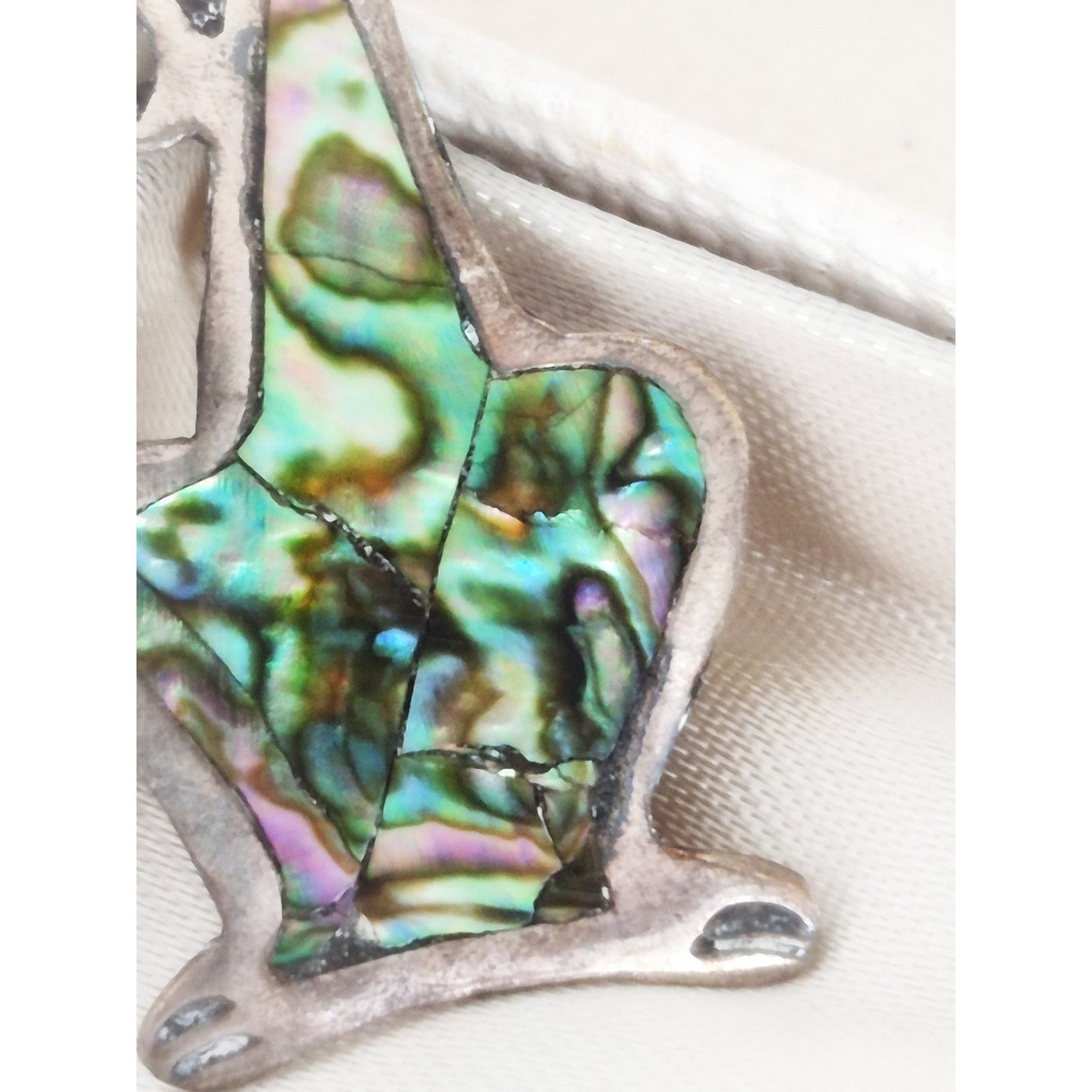 Abalone Shell Cat Sterling Silver Taxco Mexico Brooch Pin Vintage