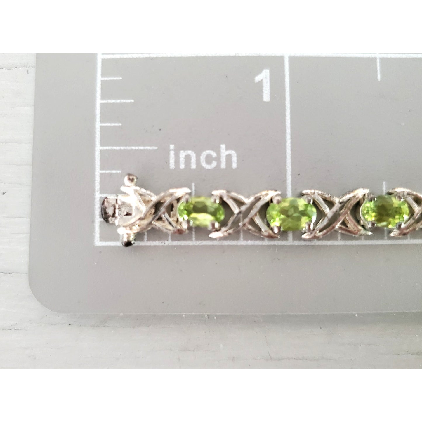 Vintage Sterling Silver Green Peridot Tennis Bracelet